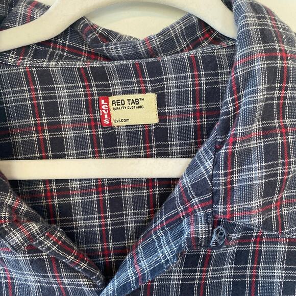Men’s Levi’s Red Tab Short Sleeve Plaid Shirt Size XXL Blue - Picture 4 of 4